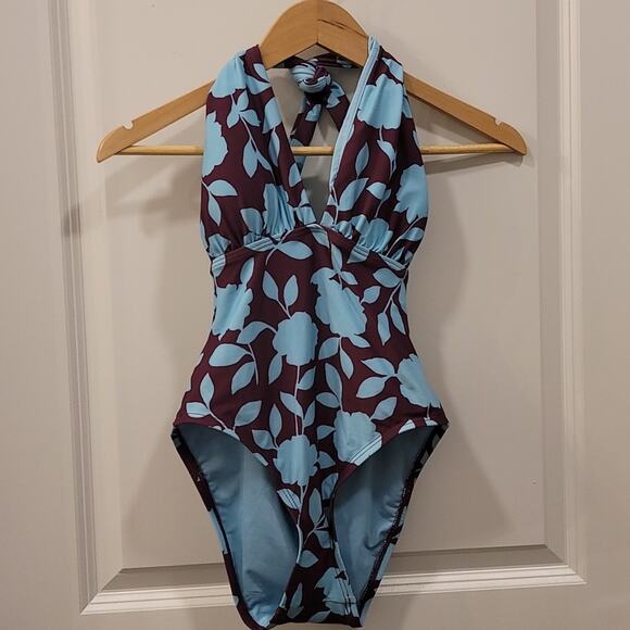 Kate Spade Belted Plunge One Piece Floral Swimsuit - Picture 9 of 11